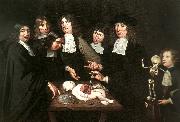 jan van neck anatomilektion med dr frederick ruysch dissekerande ett barnlik painting